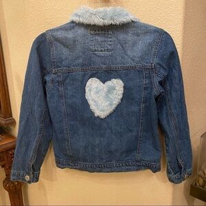 C&C CALIFORNIA Blue Fuzzy Jean Jacket Size 12